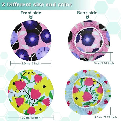 2 Large Reusable Beeswax Bowl Covers for Bread Proofing, 10/12 Inch Elastic Beeswax Wraps Cotton Cloth Sourdough Bowl Covers for Proofing Baskets, Mixer Bowls, Food Storage Containers
