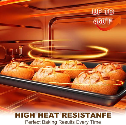 Baking Sheet Pan Set of 3, Commercial Cookie Sheets for Baking, Nonstick Half/Quarter/Jelly Roll Pans Replacement Toaster Oven Tray, Heavy Duty & Easy Clean, Dark Black - Image 6