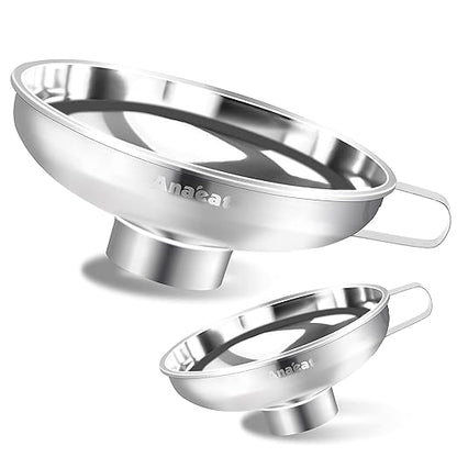 Anaeat Stainless Steel Canning Funnel with Handle for Wide and Regular Jars & Canning Jars, Wide-Mouth Funnels Excellent for Transferring Liquid and Dry Ingredients, Large Solids, Oil, Beans & Jams by Anaeat