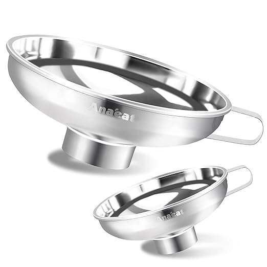 Anaeat Stainless Steel Canning Funnel with Handle for Wide and Regular Jars & Canning Jars, Wide-Mouth Funnels Excellent for Transferring Liquid and Dry Ingredients, Large Solids, Oil, Beans & Jams by Anaeat