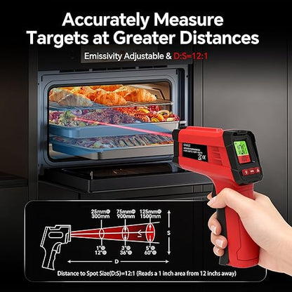 Digital Infrared Thermometer Gun for Cooking,BBQ,Pizza Oven, Infrared Thermometer Laser with Backlight,-58℉~1022℉(-50℃~550℃) Handheld Non Contact Heat Laser Temperature Gun (Not for Human)