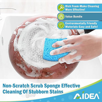 AIDEA Sponges Kitchen, Non-Scratch Scrub Sponge, 24Count, Sponges for Non-Stick Cookware, Kitchen Sponge for Dishes, Cleans Fast Without Scratching, Cleaning Power for Kitchen, Bathroom, Household - Image 7