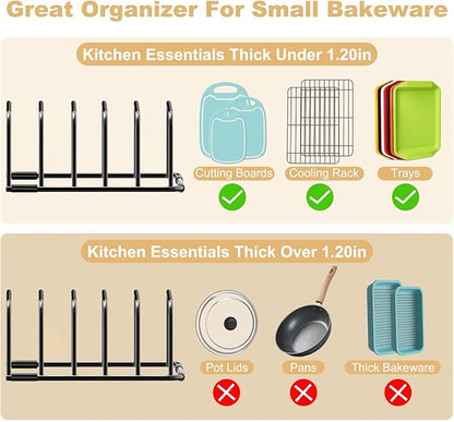 Fikoksol Cutting Board Organizer and Baking Sheet Rack, 1-Pack Black Heavy Duty Metal Cookie Sheet Organizer for Cutting Board Storage & Plate Holder for Cabinet, Tray Dividers for Cabinets - Image 4