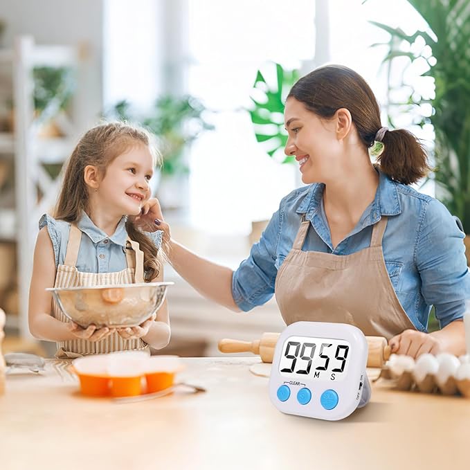 6 Pack Digital Kitchen Timer Small Classroom Timers for Kids Teachers (White) - Image 2