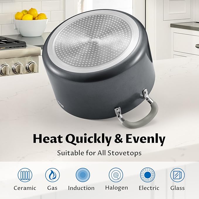 6 Quart Nonstick Stock Pot with Lid - BEZIA Ceramic Soup Pot for Small Families, Induction Cooking Pot with Stay-Cool Silicone Handles, Easy Cleanup, Perfect for Side Dishes, Daily Meals & Camping - Image 4