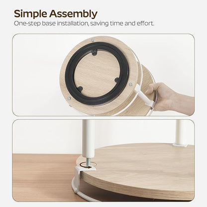 YATINEY Lazy Susan Organizer, Rotating Spice Rack, 2 Tier Spice Turntable Organizer, Industrial Turntable Spice Holder, for Kitchen Countertop, Compact and Versatile, White and Light Oak SR22WG - Image 5