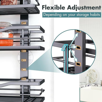 Eastherry Over The Door Pantry Organizer，6-Tier Over The Door Organizer with Adjustable Basket，Metal Hanging Pantry Organizers and Storage for Kitchen, Back of Door Seasoning Rack (Black) - Image 6