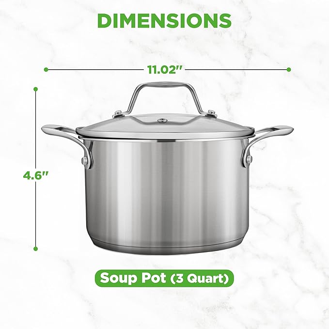 NutriChef 3-Quart Stainless Steel Soup Pot - 18/8 Food Grade Heavy Duty Cookware, Stock Pot, Stew Pot, Simmering Pot Kitchenware w/See Through Lid, Dishwasher Safe, For Induction Gas Ceramic Cooktops - Image 5