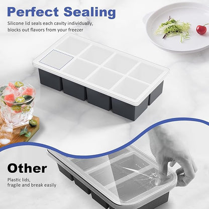Large Ice Cube Trays for Whiskey: GGOW Big Silicone Ice Cube Trays 2Inch - Huge Square Ice Cubed Tray for Whisky and Cocktail - Image 3