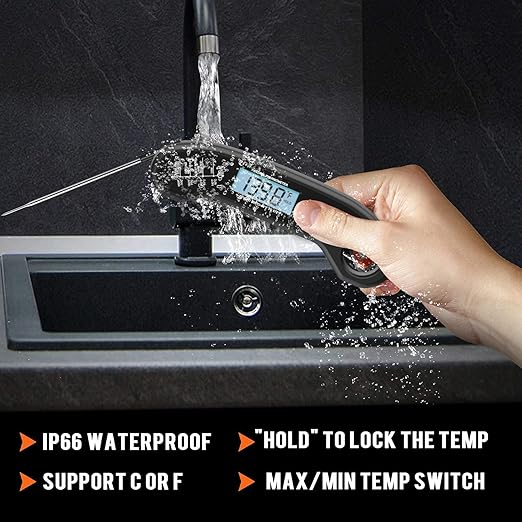Meat Thermometer Digital, Instant Read Meat ThermometerI for Grill and Cooking, Waterproof Food Thermometer for Kitchen and Outside, BBQ, Turkey, Candy, Liquids, Beef - Image 6