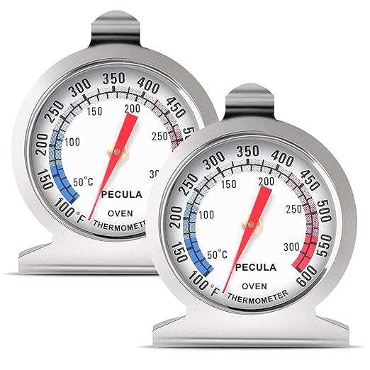 Oven Thermometer 2 Pack 50-300°C/100-600°F, Oven Grill Fry Chef Smoker Thermometer Instant Read Stainless Steel Thermometer Kitchen Cooking Thermometer by PECULA