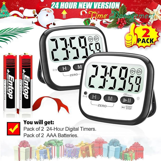 AyayaBoss 2-Pack Magnetic Kitchen Timers for Cooking, Digital Stop Watch Countdown Timer for Kids, Teachers, Classroom, Office, Exercise - Battery Included - Image 9