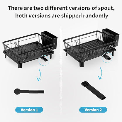 GAOKASE Dish Drying Rack, Stainless Steel-Dish Rack, Dish Racks for Kitchen Counter, Kitchen Dish Drainers with Removable Utensil Holder,New Drain Outlet,Plate Rack and Drainboard,Black - Image 8