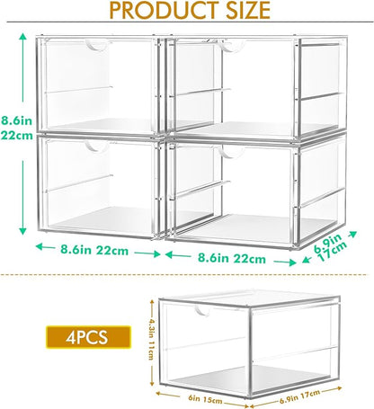 caktraie Versatile Acrylic Makeup Organizer, Drawer Organizer - Transparent Desktop Storage for Cosmetics, Office Supplies & More - Clear Organizer for Home & Office Use - Image 3