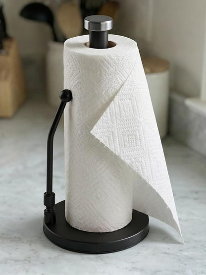 SMARTAKE Paper Towel Holder, Paper Towel Dispenser Standing Weighted Base Non Slip, Spring Arm Fit Most Size Paper Roll, Stainless Steel Paper Towel Holder for Home Kitchen Countertop Tabletop, Black - Image 9
