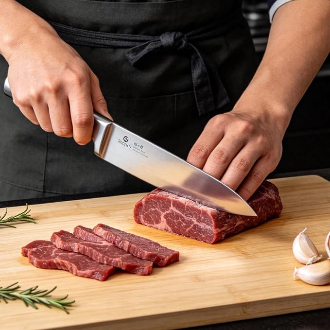 imarku 15-Piece Knife Block Set Built-in Sharpener, Japanese High Carbon Stainless Steel Kitchen Knife Set, Dishwasher Safe, Chef Knife Set with Wooden Knife Block, Steak Knives for Kitchen Cooking - Image 3