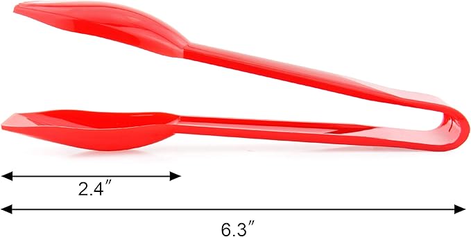 New Star Foodservice 35605 Utility Tong, High Heat Plastic, Straight Edge, 6 Inch, Set of 12, Red - Image 3