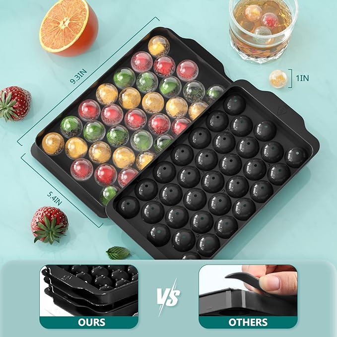 Optish Ice Cube Tray with Lid and Bin, 3 Pack Ice Trays for Freezer, 99 Pcs Round Ice Cube Mold, Ices Maker Bucket with Scoop for Cocktail, Coffee, Rv Accessories, Easy to Release (1 inch, Black) - Image 5