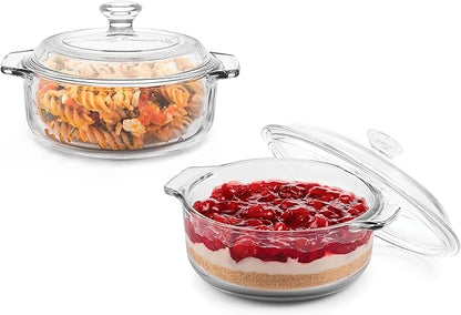 Libbey Baker's Basics 2 Piece Glass Dishes with Lids - Elegant Casserole Dishes for Oven with Lids - Versatile Baking Dish to Store Leftovers & More by Libbey