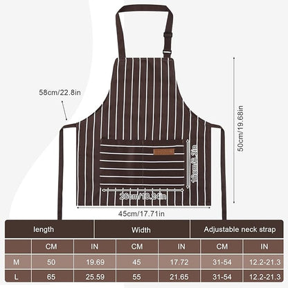 2 Pack Stripes Kids Apron, Kids Cooking Aprons with 2 Pockets, Cute Aprons for Cooking for Boys and Girls