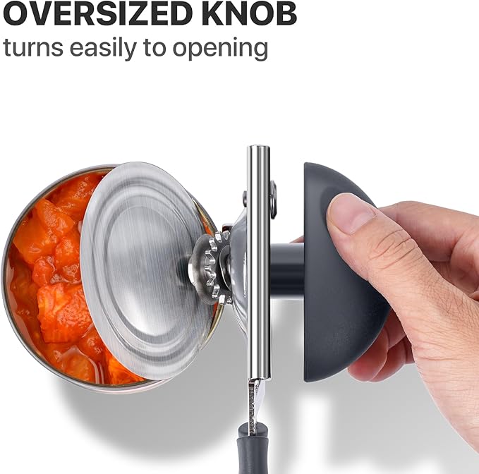 Can Opener Manual Heavy Duty, UHIYEE Hand Held Can Openers for Seniors with Comfort Grip Sharp Blade, Solid Steel Hand Manual Can Open with Magnet for Kitchen Camping, Gray - Image 4