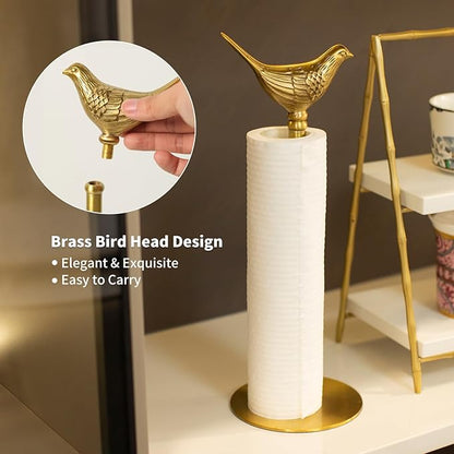 Luxurious Gold Paper Towel Holder Countertop, Brass Paper Towel Holder for Kitchen, Unique Gold Bird Decor - Sturdy, Durable, and Elegant Home Decor for Kitchen - Image 5