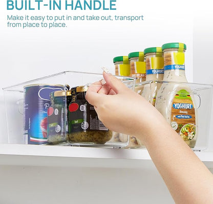 Vtopmart Clear Plastic Storage Bins, 6 PCS Pantry Organizer Bins with Handle for Refrigerator, Fridge, Cabinet, Kitchen, Countertops, Cupboard, Freezer Organization and Storage, Small - Image 3