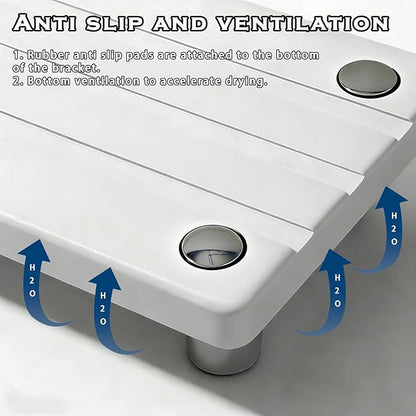 2PCS Instant Dry Sink Caddy for Bathroom Counter, Durable Kitchen Sink Organizer, Diatomite Stone Drying Tray, Upgrade Water Absorbing Stone Tray for Sink, Anti-Slip Stone Soap Tray -White