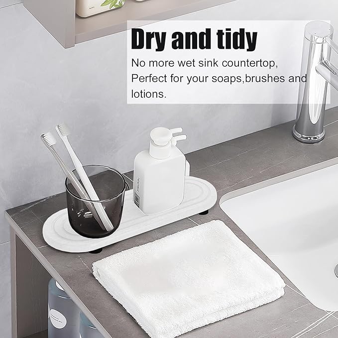 2PCS Water Absorbing Stone Tray, Fast Drying Diatomite Stone Sink Tray, Water Absorbent Diatomite Coasters, Stones Soap Trays for Kitchen Sink, Bathroom Counter Hand Soap Dish & Holders - Image 6