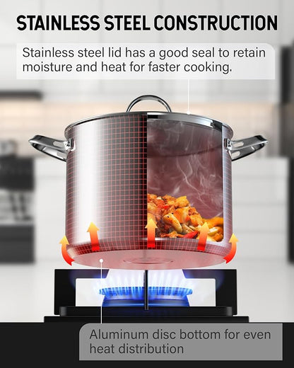 Cooks Standard 18/10 Stainless Steel Stockpot 8-Quart, Classic Deep Cooking Pot Canning Cookware with Stainless Steel Lid, Silver - Image 5