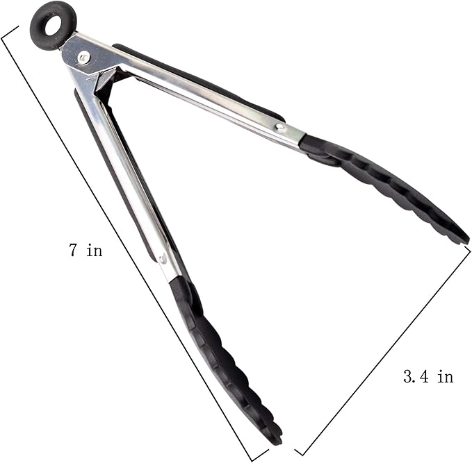 7 Pack Kitchen Tongs Set 7-Inch Color Mini Small Food Tongs with Stainless Steel Silicon Handles and Nylon Tips Heat Resistant Tongs for Cooking, Serving, BBQ, Grilling, Salad and More - Image 4