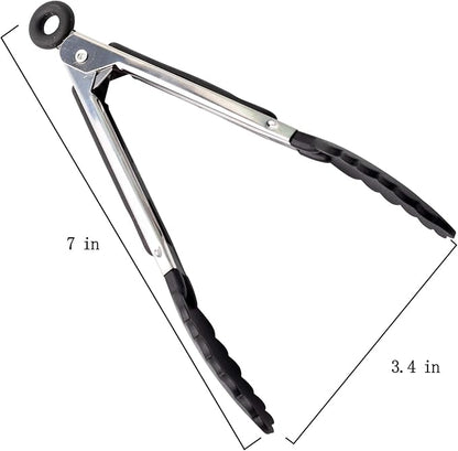 7 Pack Kitchen Tongs Set 7-Inch Color Mini Small Food Tongs with Stainless Steel Silicon Handles and Nylon Tips Heat Resistant Tongs for Cooking, Serving, BBQ, Grilling, Salad and More - Image 4