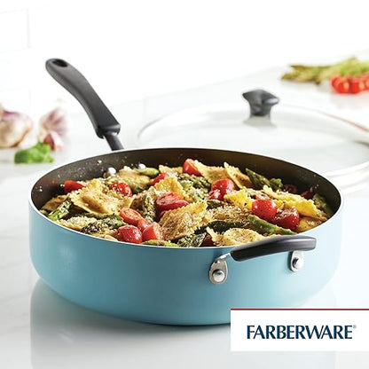 Farberware Cookstart DiamondMax Nonstick Jumbo Cooker with Lid and Helper Handle, Dishwasher Safe, 6 Quart - Aqua - Image 2