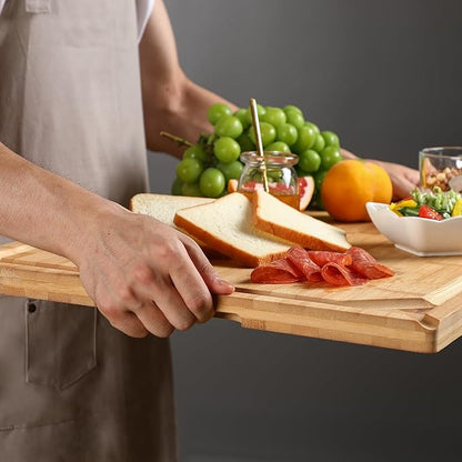 30 x 20 Extra Large Bamboo Cutting Board for Kitchen, Cutting Board Stove Top Cover, Butcher Block Chopping Board with Handle and Juice Groove, Large Charcuterie Board Over the Sink - Image 5