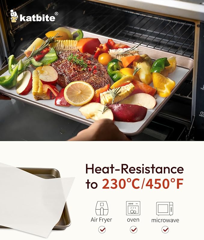 Katbite 350Pcs 9x13 In Parchment Paper Sheets, Heavy Duty White Baking Paper, Non-stick & Oil Proof for Oven, Air Fryer, Grilling, Steaming and Cooking Bread [Extra Strong Series]