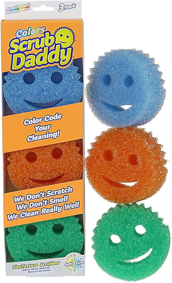 Scrub Daddy Colors Sponge Set, FlexTexture, 3ct Pack of 2 | Temperature Responsive | Deep Cleaning | Dishwasher Safe | Multi-use - Image 3