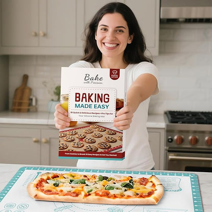 Non Stick Silicone Pastry Mat with 10 Quick Recipes ，Silicone Mat for Dough Rolling Baking Sheet for Cookies, Pizza,Bread, Surdough,Fondant Mat for Kitchen Counter, Extra Large and Oven Safe - Image 9