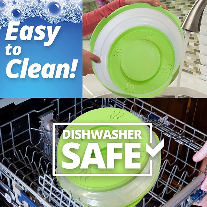 HOVER COVER Magnetic Microwave Splatter Cover with High Power, Strongest Magnetic Grip, Collapsible 12-Inch BPA-Free Food Lid, Vented Plate Guard, Dishwasher Safe, Space-Saving Storage - Green - Image 9
