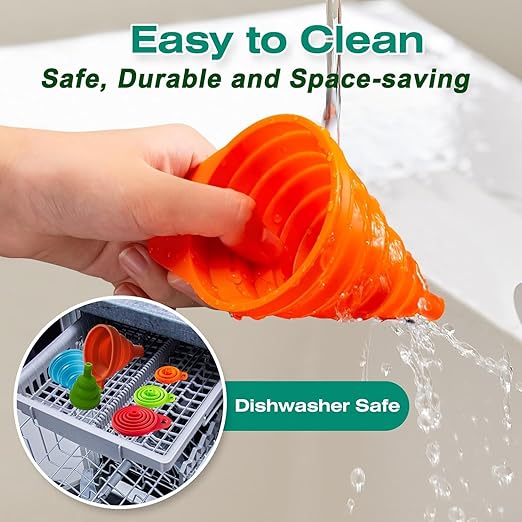 Kitchen Funnel Set of 3,Small,Medium and Large,Kitchen Gadgets Accessories Foldable Silicone Collapsible Food Grade Funnels for Kitchen Use Daily Cooking Filling Bottles Liquid Powder Transfer - Image 6