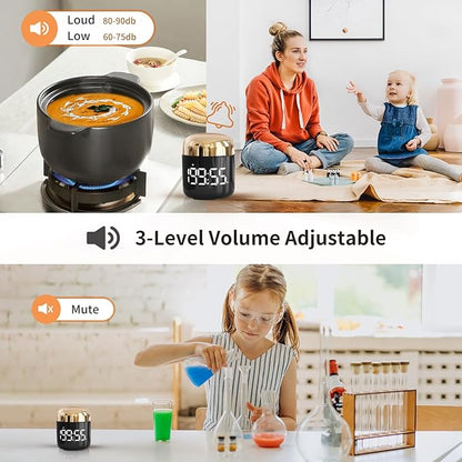 Digital Kitchen Timer,Countdown Countup Timer with Large LED Display Volume Adjustment,Timer for Cooking, Classroom Time for Kids and Teachers. (Gold) - Image 5