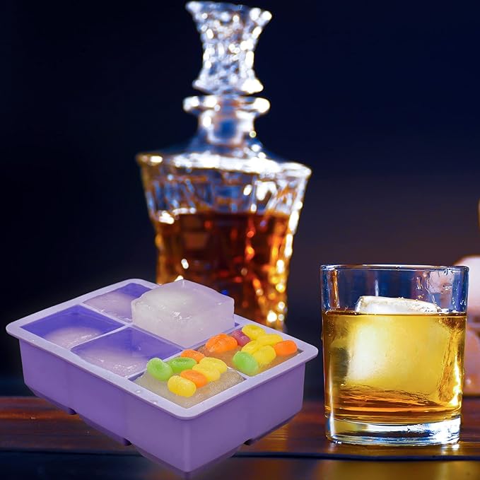 Excnorm Silicone Ice Cube Trays 3 Pack - Large Size Silicone Ice Cube Molds with Leak Proof Removable Lid Square Ice Cube Tray And BPA Free for Cocktail,Whiskey, Stackable Flexible Ice - Image 6