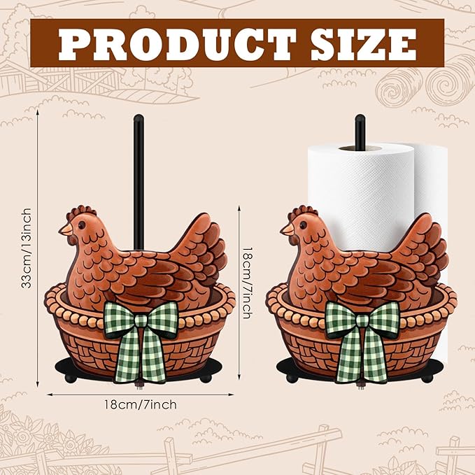 Hen Paper Towel Holder Black Metal Paper Towel Holder Large Decorative Tissue Stand Kitchen Decor Accessories for Home Party Bathroom Countertop Dining Table