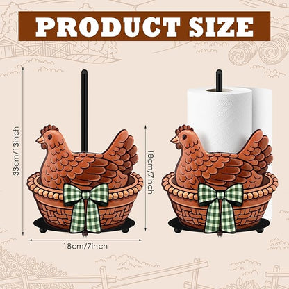 Hen Paper Towel Holder Black Metal Paper Towel Holder Large Decorative Tissue Stand Kitchen Decor Accessories for Home Party Bathroom Countertop Dining Table