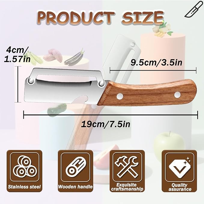 Premium Vegetable Peeler with Wooden Handle and Bottle Opener, Multi Functional Vegetable Peeler for Kitchen, Stainless Steel Blade Kitchen Tool for Vegetables or Fruits That Need to Be Peeled(2PCS) - Image 3