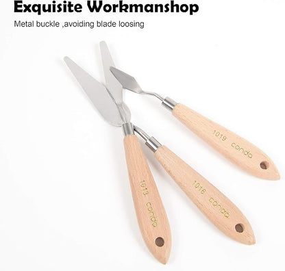 CONDA Artist Palette Knife Set - 5 Pieces Painting Knives for Acrylic, Flexible Stainless Steel Spatula Pallet knife for Mixing Color, Spreading, Applying Oil Paint on Canvases, Wood Handles - Image 5