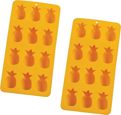 HIC Kitchen Silicone Pineapples Ice Cube Trays, Non-Stick, Set of 2, Each Tray Makes 12 Pineapples