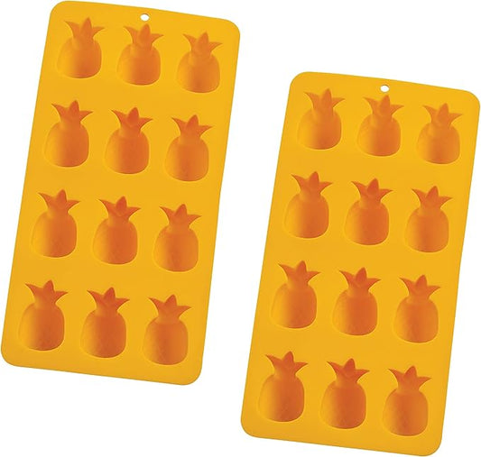 HIC Kitchen Silicone Pineapples Ice Cube Trays, Non-Stick, Set of 2, Each Tray Makes 12 Pineapples