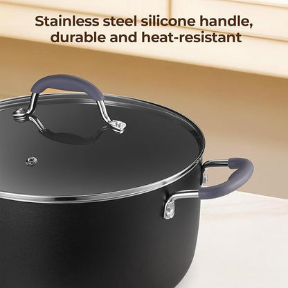 10 Quart Nonstick Stock Pot with Lid, Ceramic Soup Pot with Lid, Induction Cooking Pot with Silicone Handle for All Stoves, Healthy Non-toxic Cooking Pot for Stew/Pasta, PFAS & PFOA Free