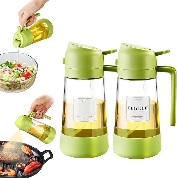 PARACITY 2 in 1 Oil Dipenser Bottle with Silicone Bottom (Green-2PCS) by PARACITY
