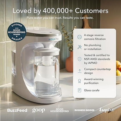 AquaTru Carafe Countertop Water Purifier | Compact 4-Stage Reverse Osmosis System with Glass Carafe Removes 84 Contaminants Including Forever Chemicals, Lead & Fluoride | No Plumbing - Image 2